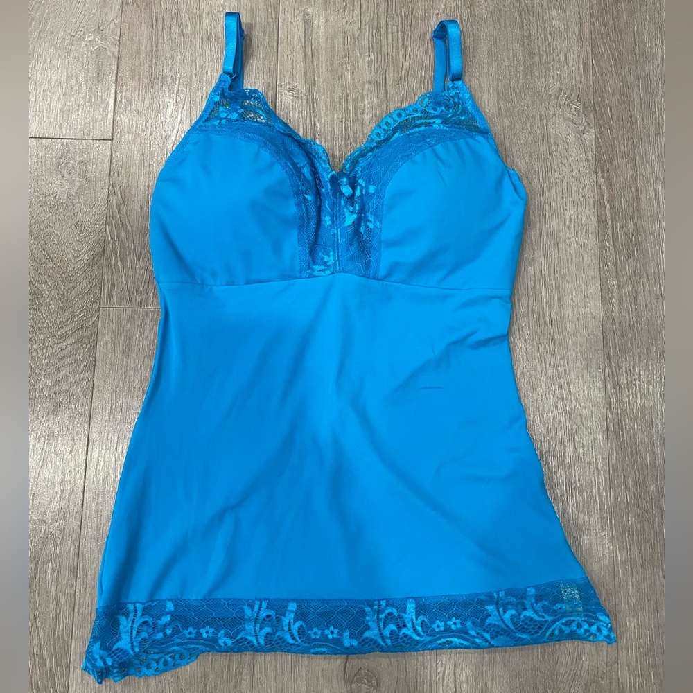 Rhonda Shear Blue Lace-Trim Slip Camisole